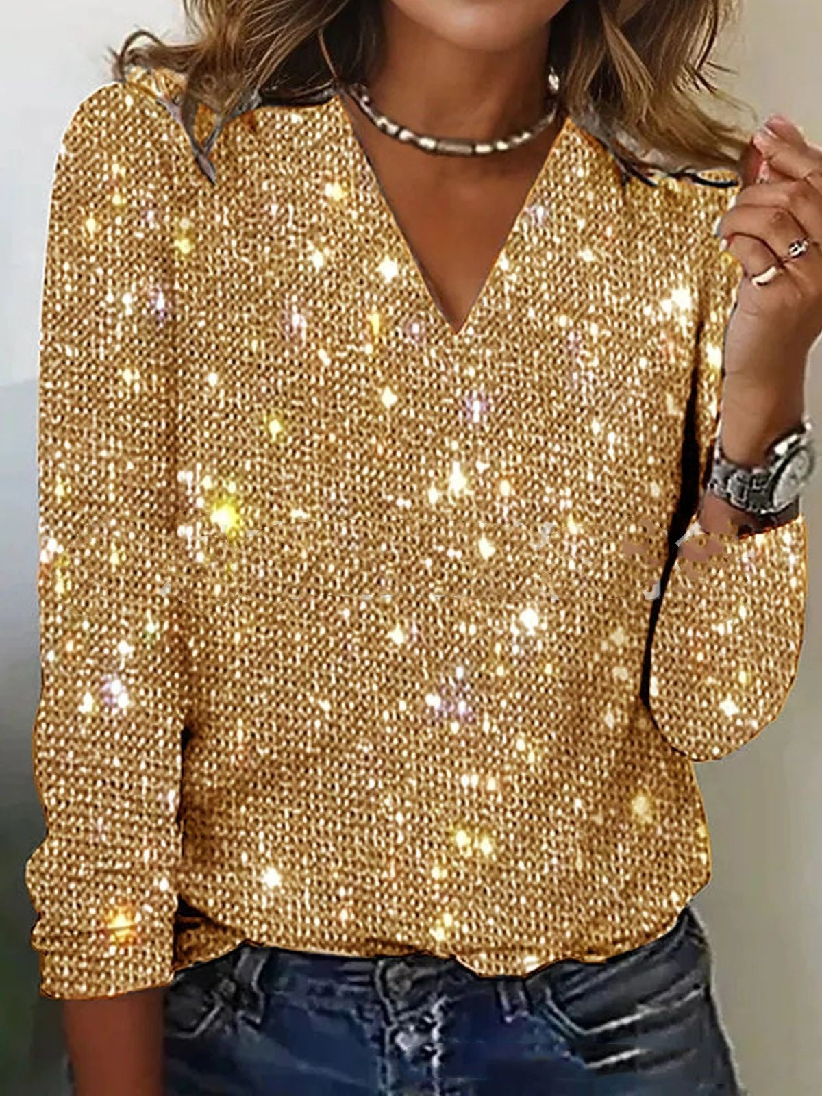 Plus Size Sequin Top