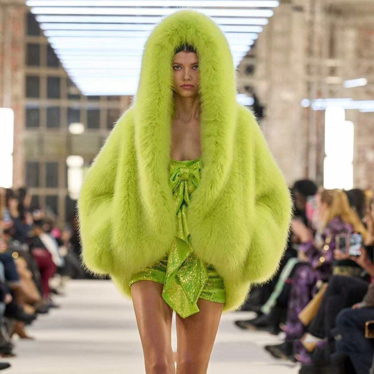 Plus Size Fur Hooded Coat