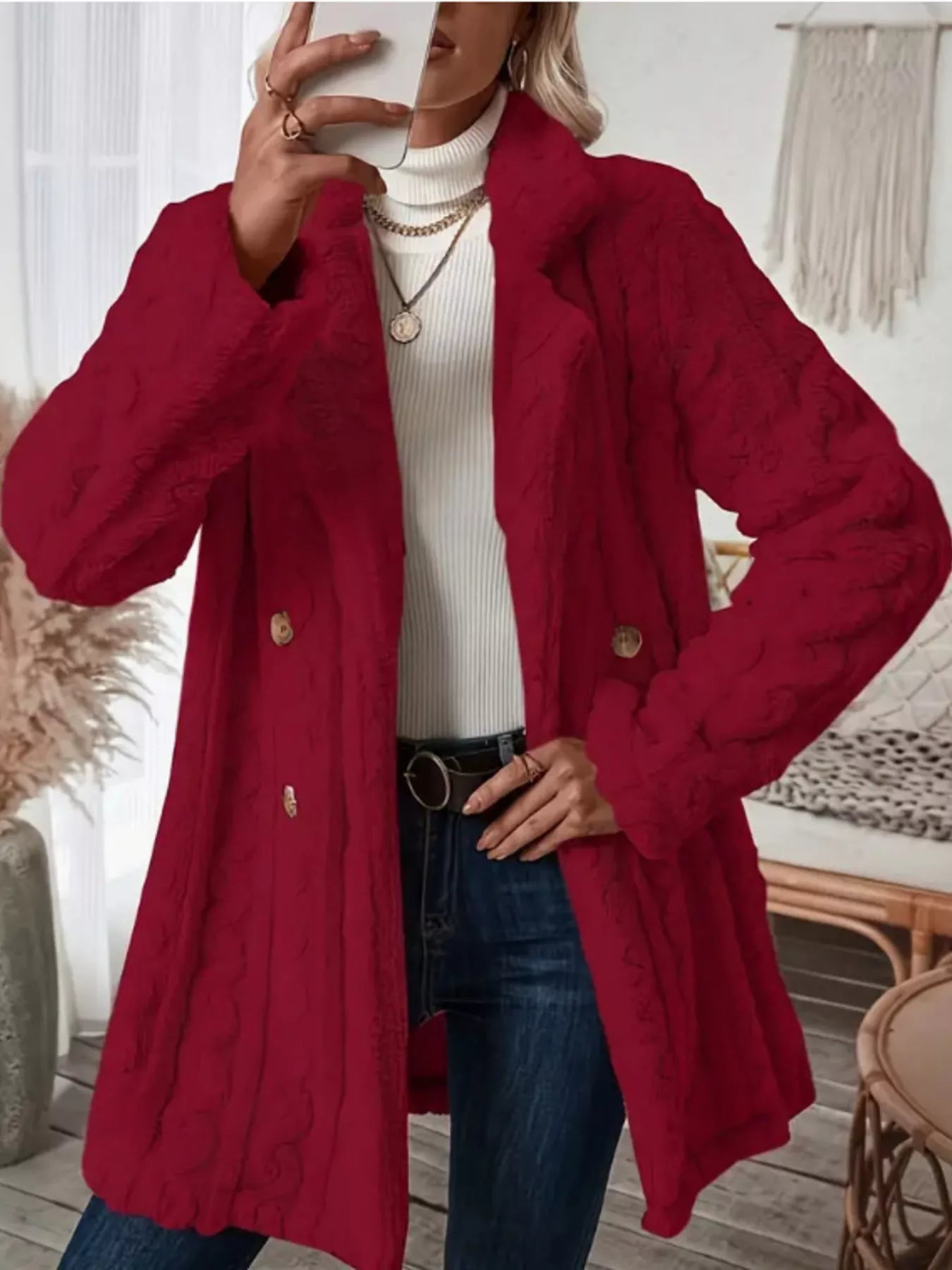 Cozy Faux Shearling Double-Breasted Outerwear (Plus available) (Style 25) - Composure Boutique