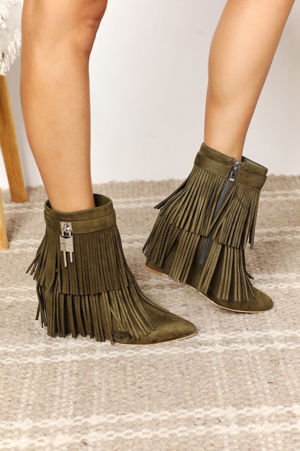 Legend Women's Tassel Wedge Heel Ankle Booties - Composure Boutique