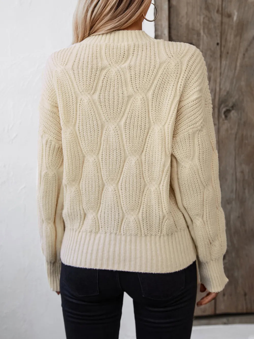 Round Neck Dropped Shoulder Sweater (Style 2) - Composure Boutique
