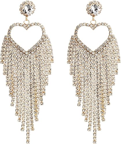 Heart Shaped CZ Dangling Earrings