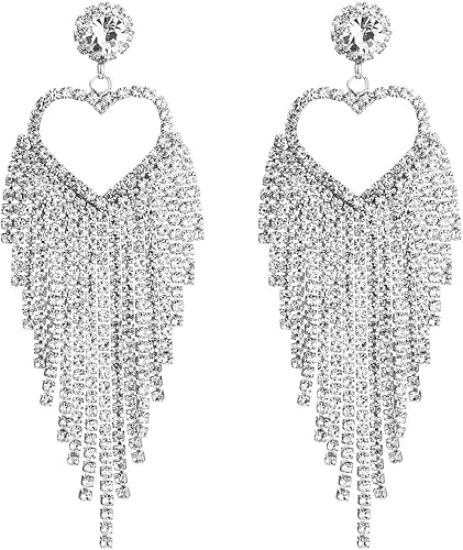 Heart Shaped CZ Dangling Earrings