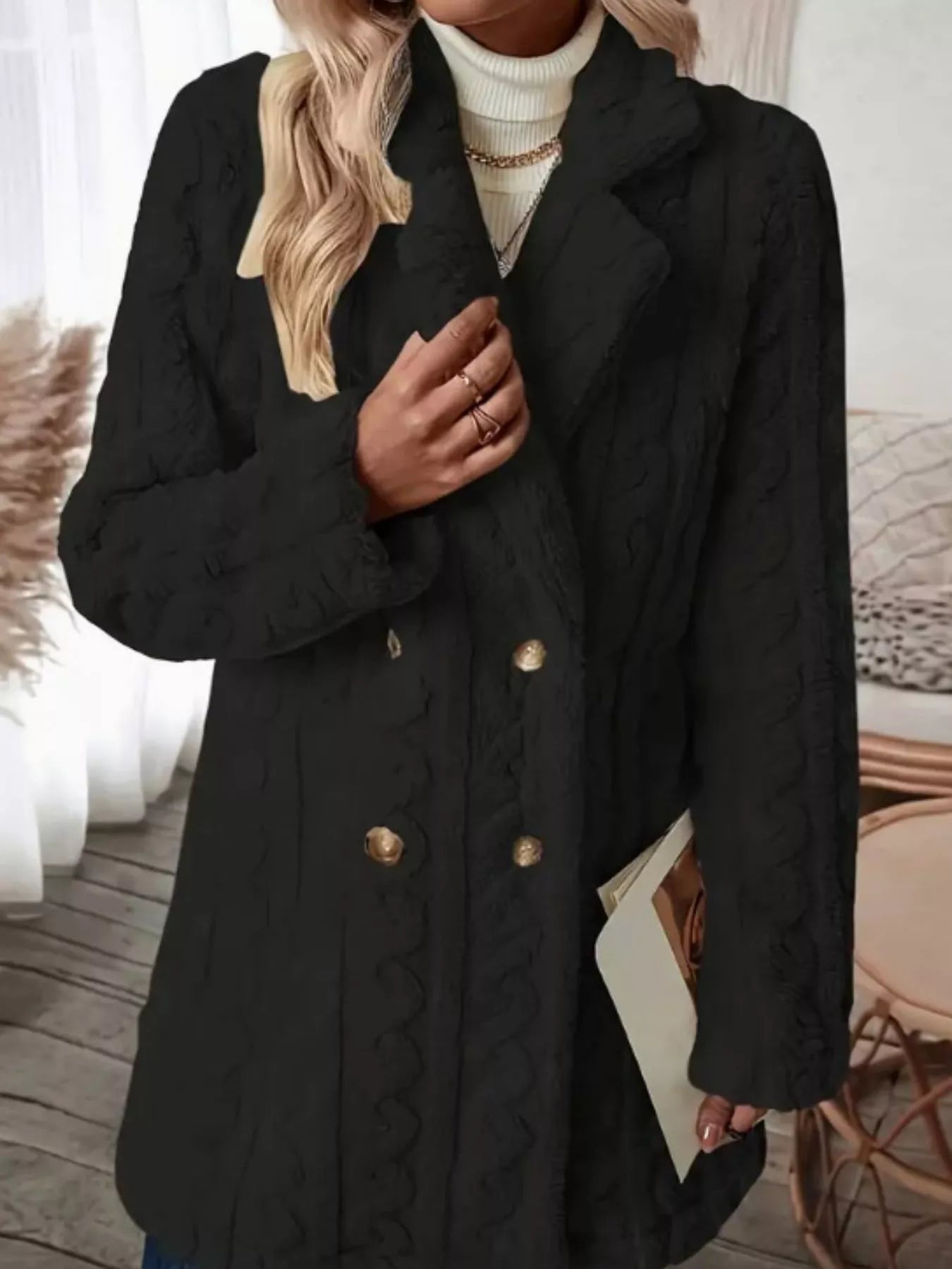 Cozy Faux Shearling Double-Breasted Outerwear (Plus available) (Style 15) - Composure Boutique