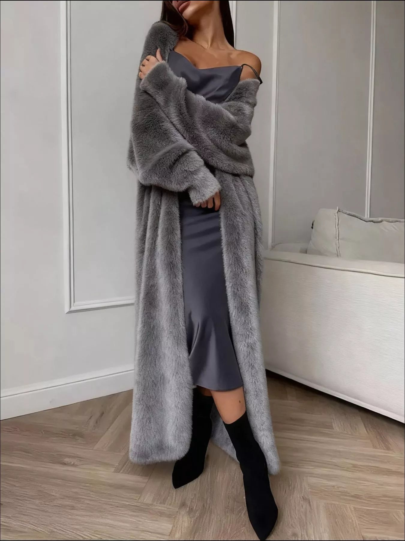 Fuzzy Open Front Longline Cardigan (Style 15) - Composure Boutique