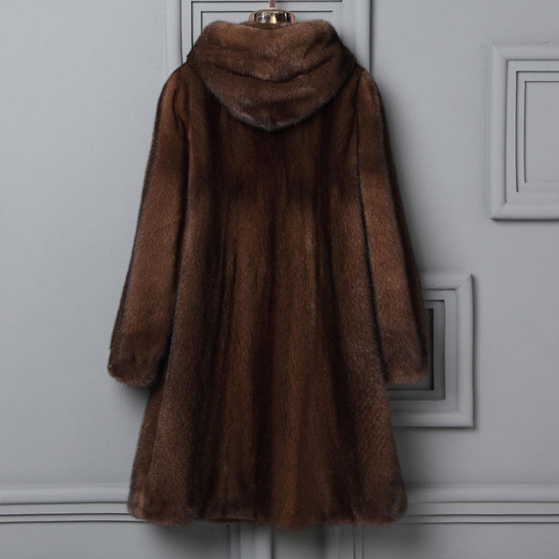 Plus Size Fur Hooded Coat