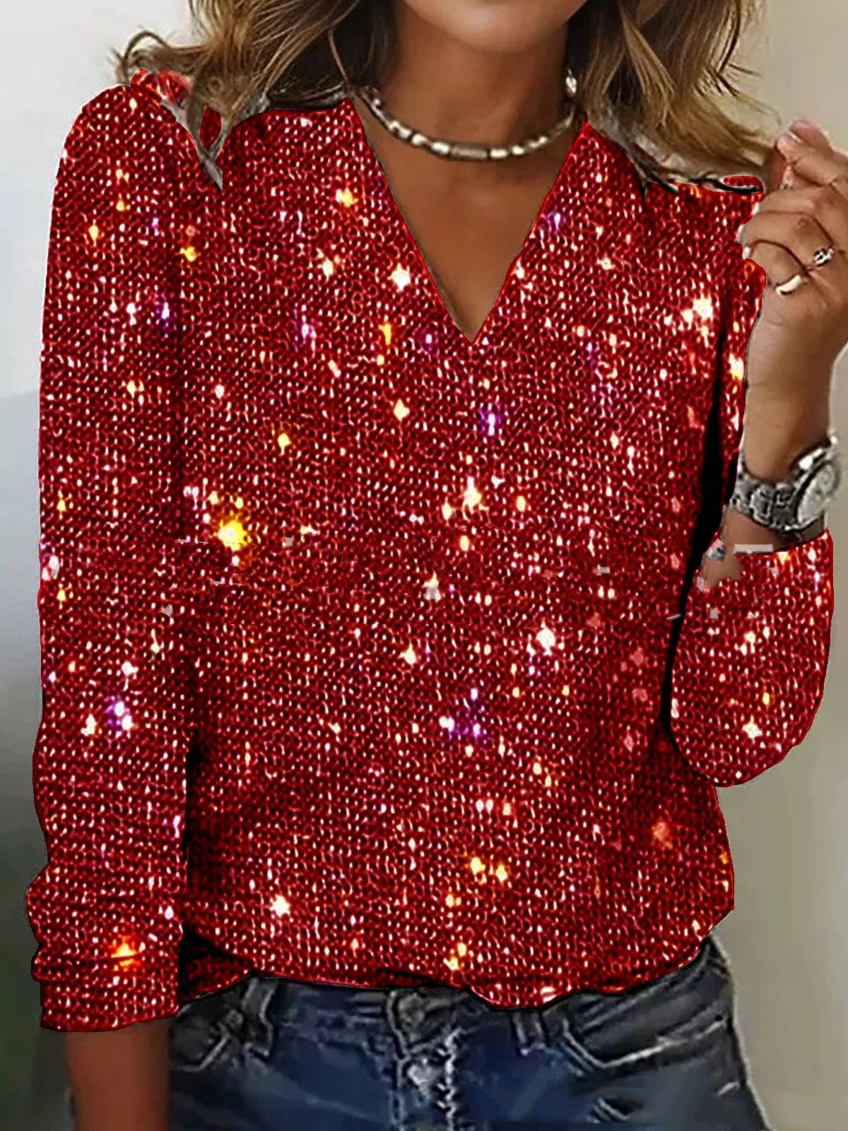 Plus Size Sequin Top