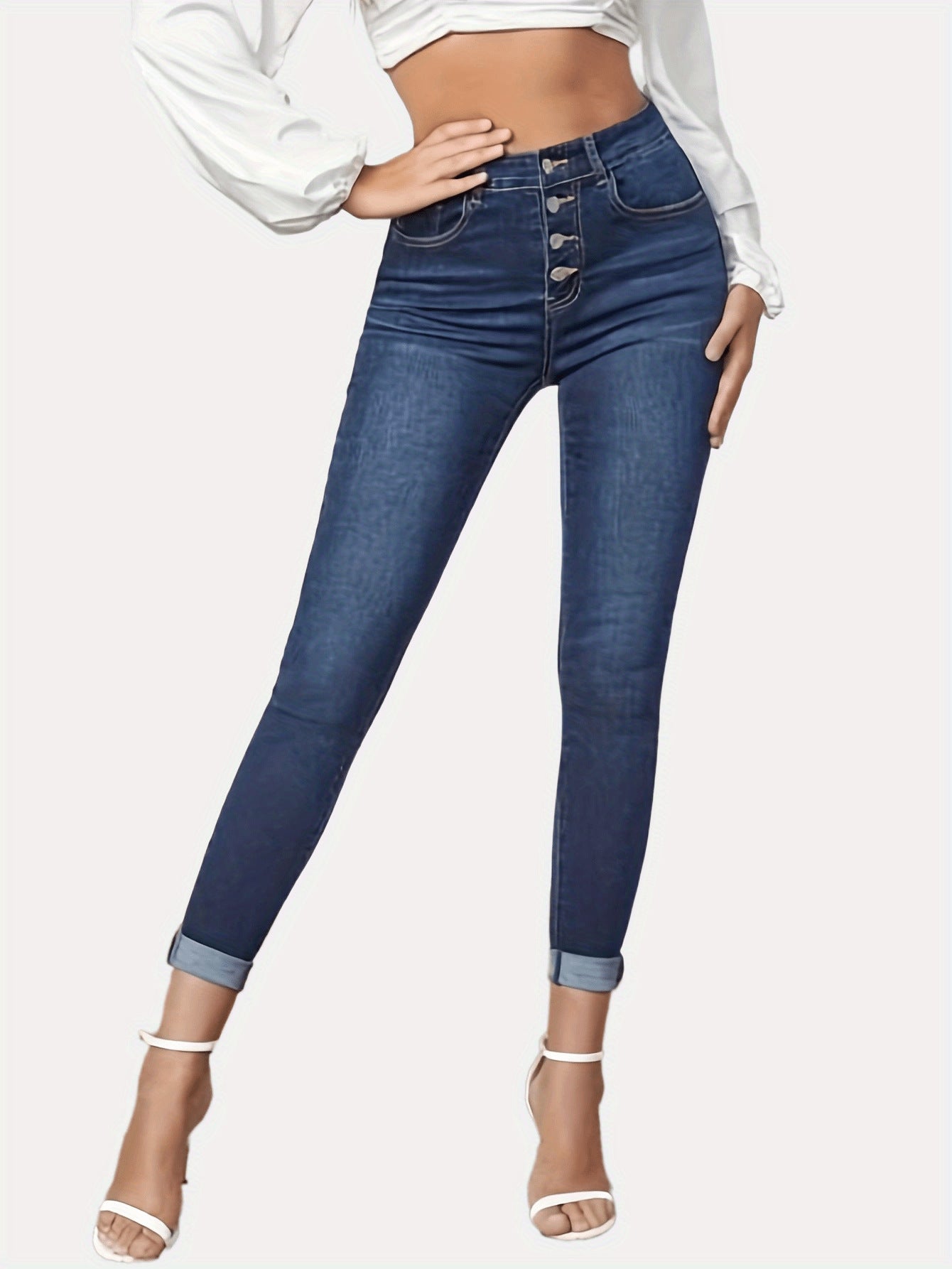 Plus Size Contrast Color Jeans