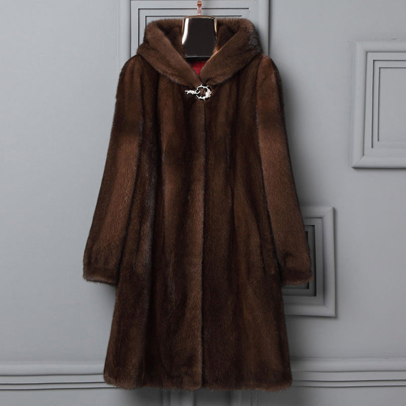 Plus Size Fur Hooded Coat