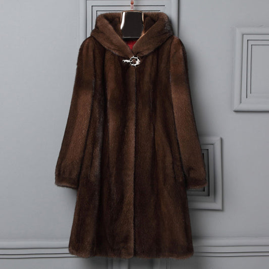 Plus Size Fur Hooded Coat