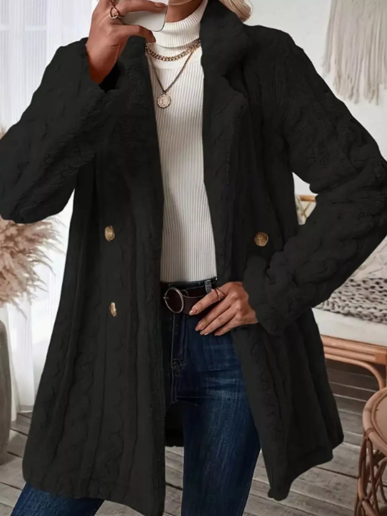 Cozy Faux Shearling Double-Breasted Outerwear (Plus available) (Style 18) - Composure Boutique
