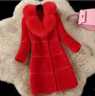 Plus Size Fur Red Coat