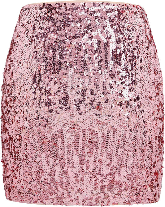 Century Star Sequin Skirt Sparkly Mini Skirts for Women High Waist Bodycon Glitter Club Night Out Party