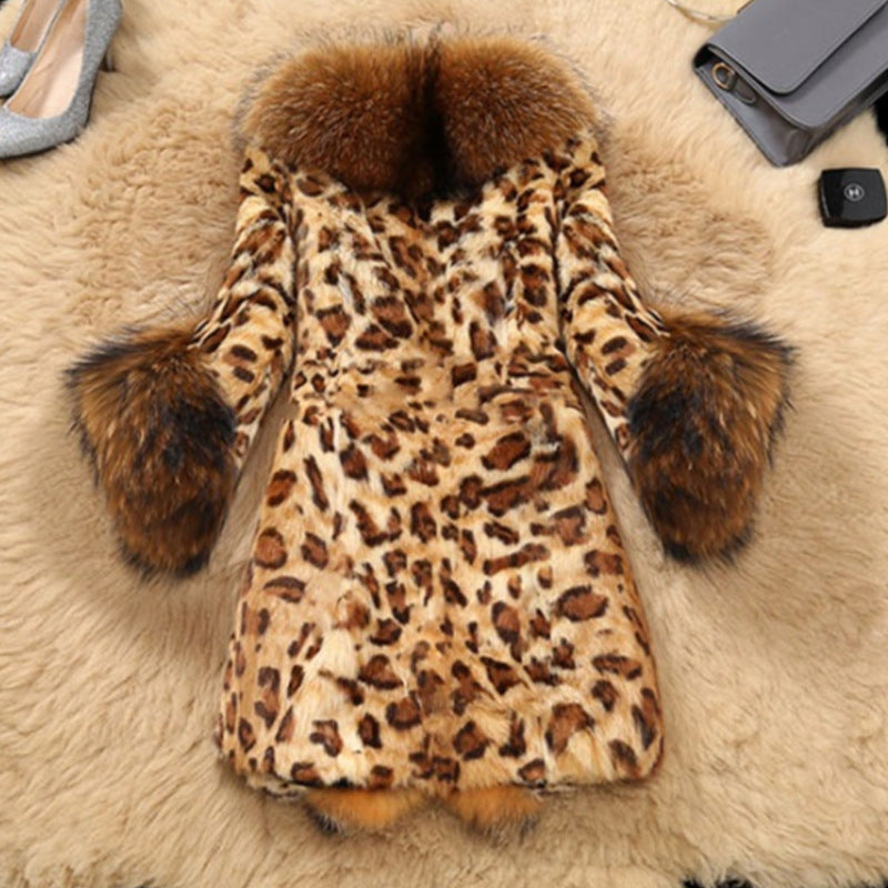 Plus Size Leopard Fur Coat