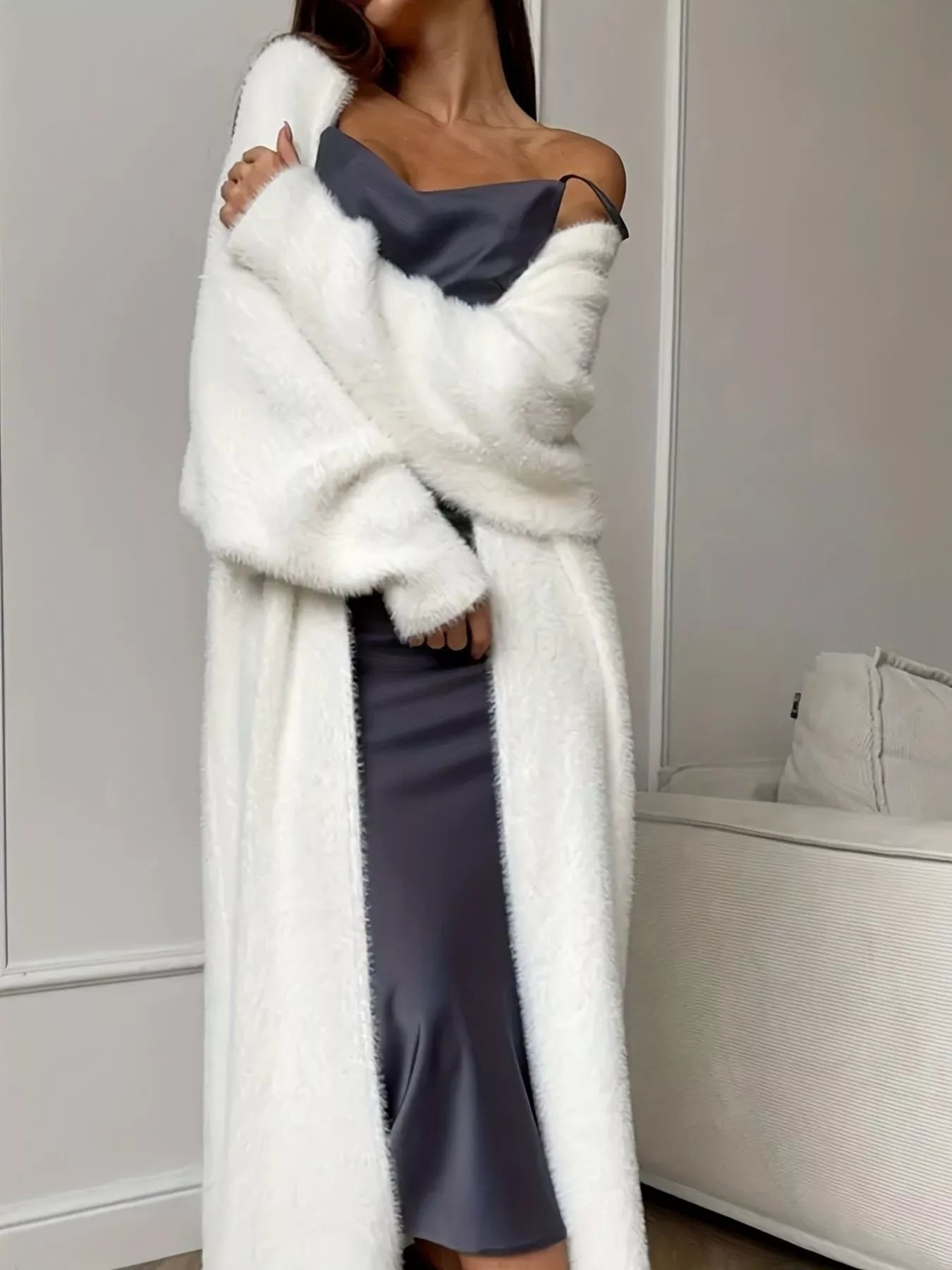 Fuzzy Open Front Longline Cardigan (Style 11) - Composure Boutique