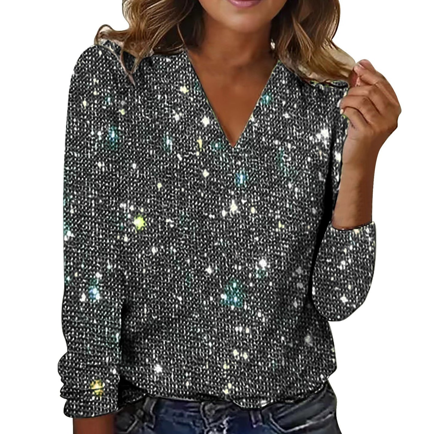 Plus Size Sequin Top