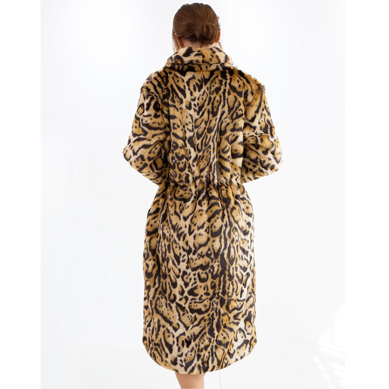 Plus Size Leopard Fur Coat