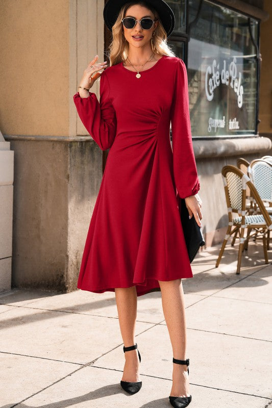 Ruched Midi Dress (Plus available) (Style 4) - Composure Boutique