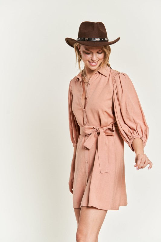 Solid Button Dress - Composure Boutique