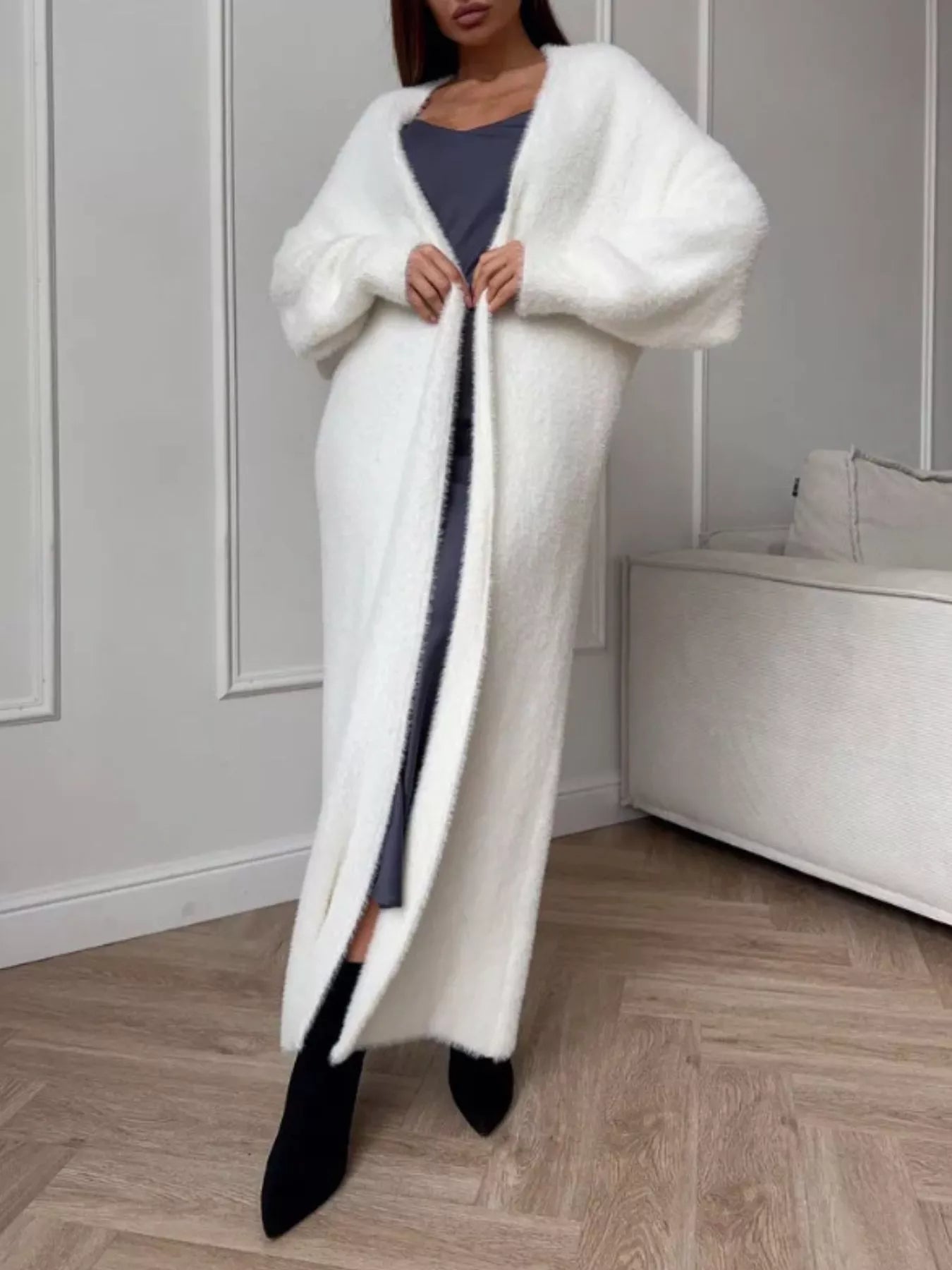 Fuzzy Open Front Longline Cardigan (Style 8) - Composure Boutique