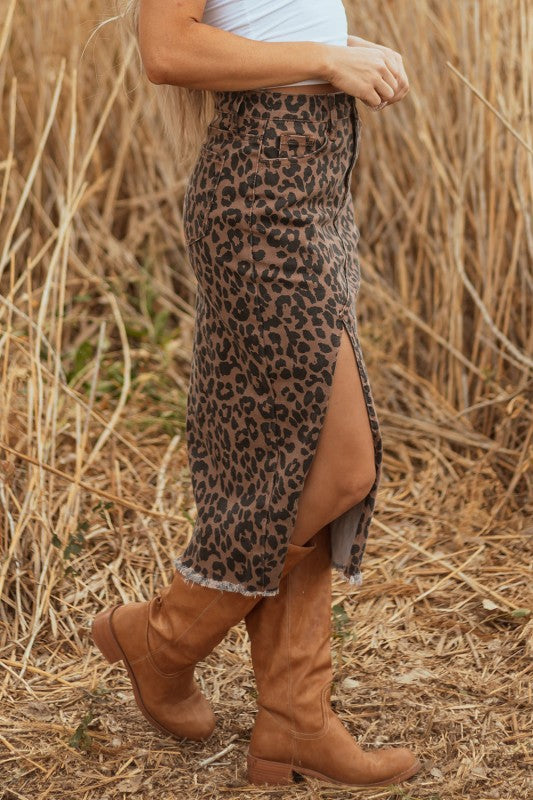 Denim Leopard Skirt (Style 2) - Composure Boutique