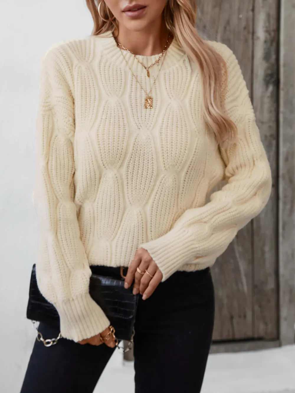 Round Neck Dropped Shoulder Sweater (Style 5) - Composure Boutique