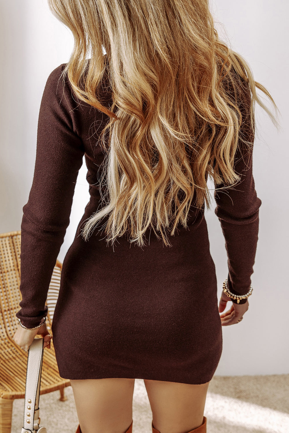 Coffee Slim Dress - Composure Boutique