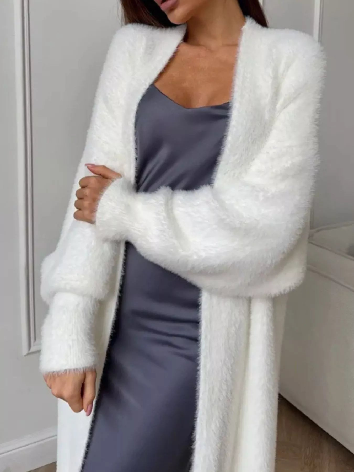 Fuzzy Open Front Longline Cardigan (Style 9) - Composure Boutique