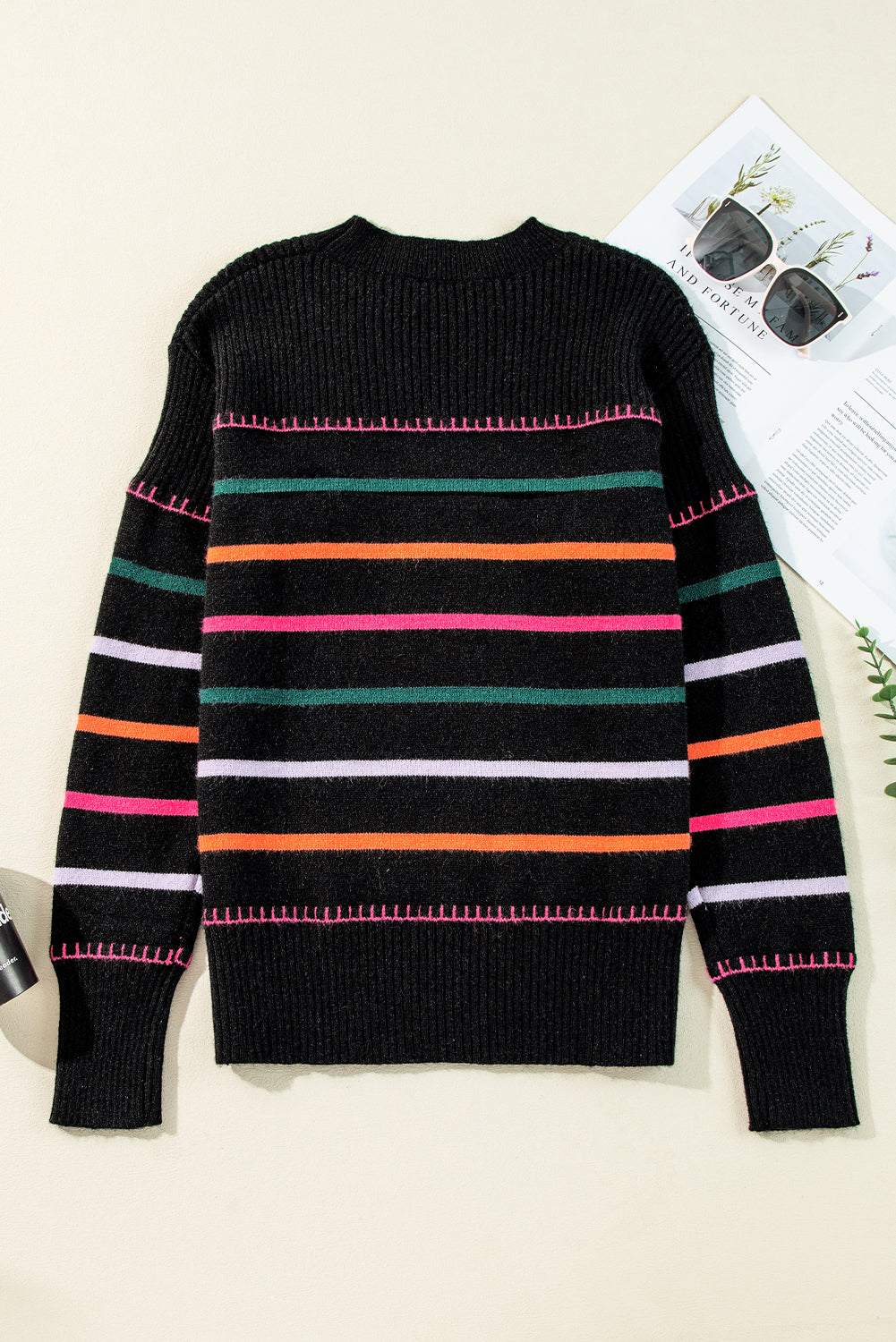Ribbed Striped Sweater (Plus available) (Style 4) - Composure Boutique