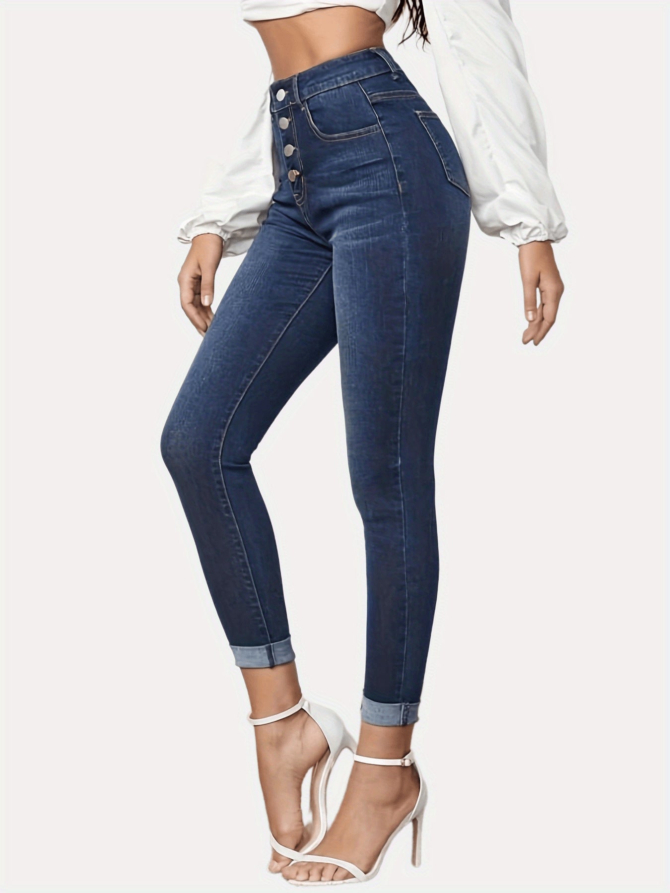 Plus Size Contrast Color Jeans