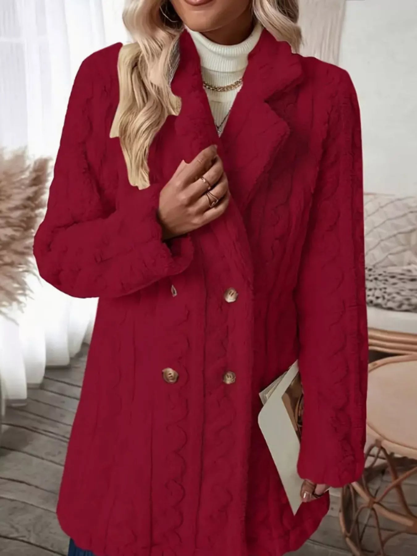 Cozy Faux Shearling Double-Breasted Outerwear (Plus available) (Style 21) - Composure Boutique