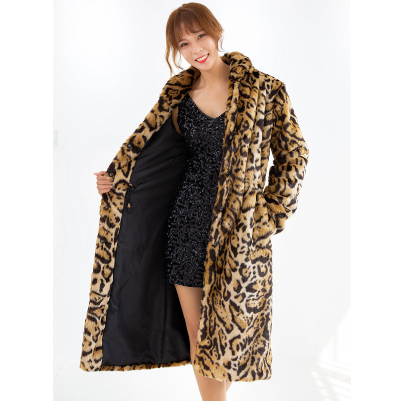 Plus Size Leopard Fur Coat