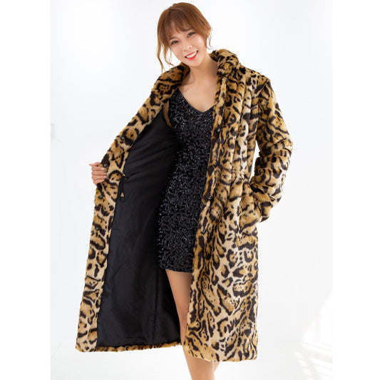 Plus Size Leopard Fur Coat