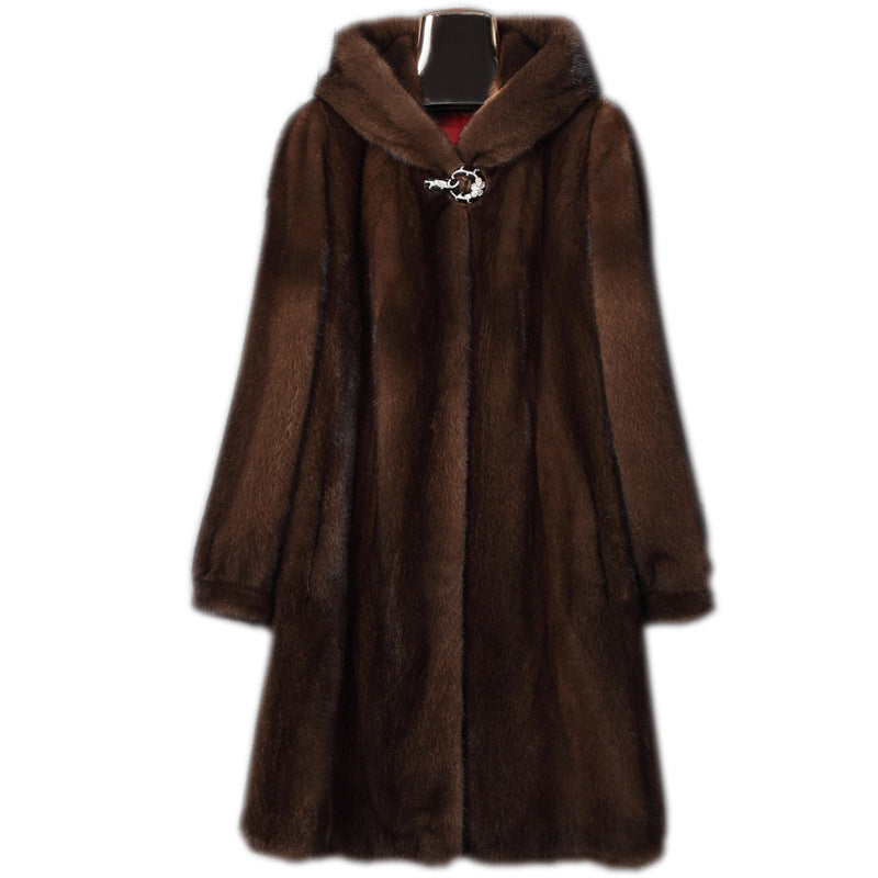 Plus Size Fur Hooded Coat